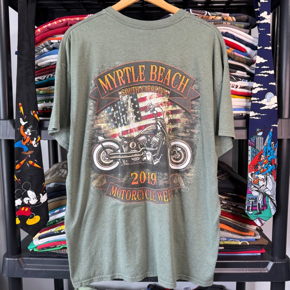 Modern Green Myrtle Beach Motorcycle Week 2019 Graphic T-Shirt XL